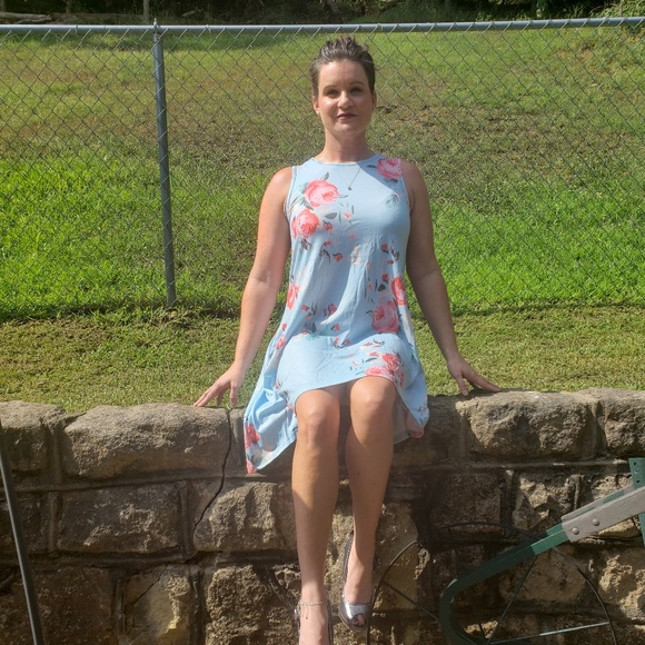 Floral Print Asymmetrical Hem Trapeze Dress - Picture 5 of 5